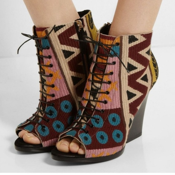 🩷Burberry - Porsum lace up peep toe booties - 41 (10) - Picture 1 of 15